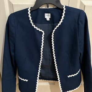 J. Crew Dark Blue Blazer with White Accents
